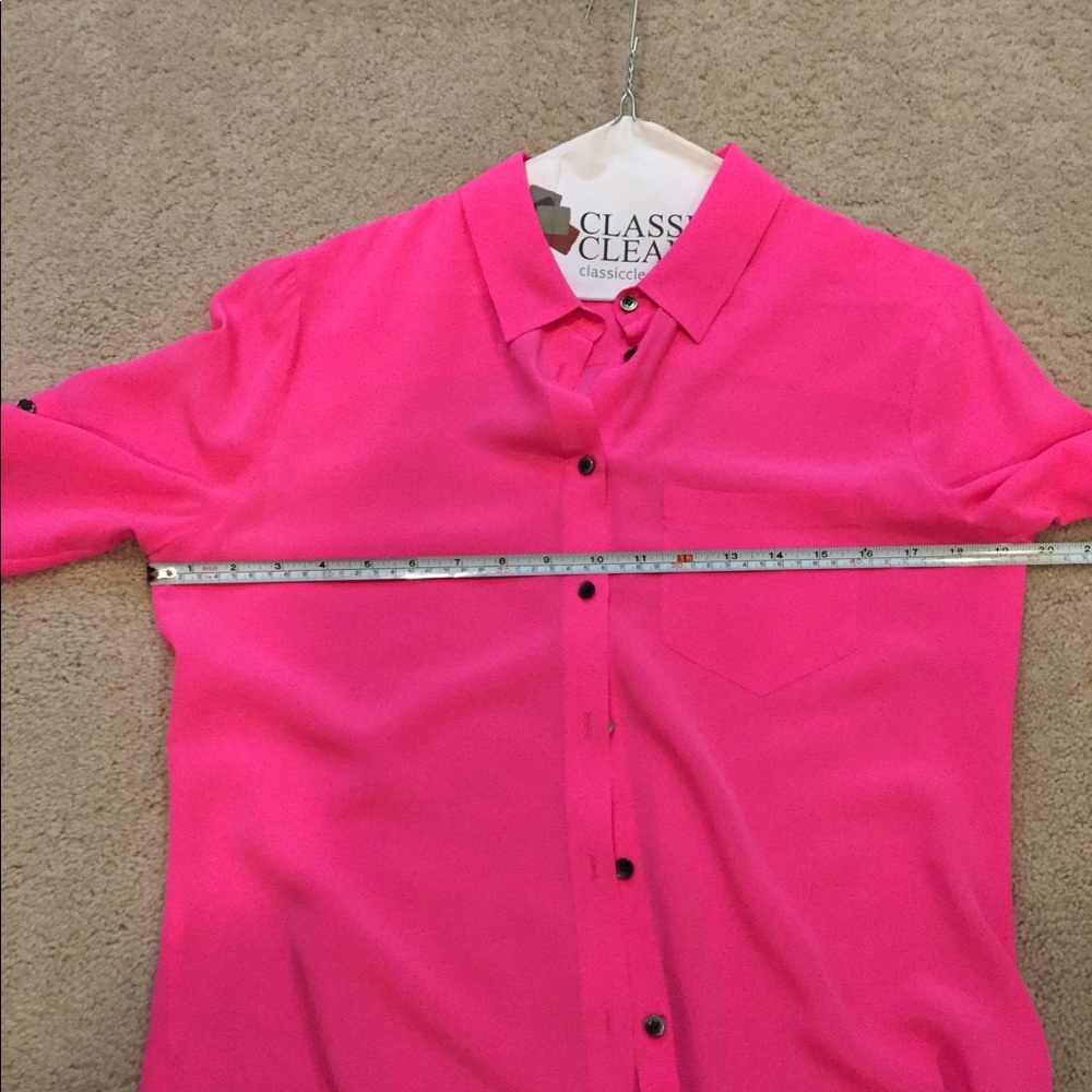 Madewell Silk Hot Pink Blouse - Picture 5 of 8